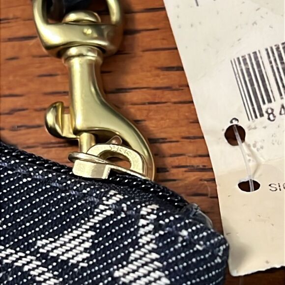 NWT Coach F41718 Signature Legacy Stripe Denim Wristlet Pouch - Picture 4 of 16